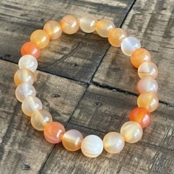 8mm Carnelian Stretch Bead Bracelet - Picture 4 of 8